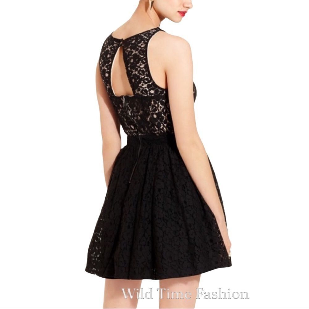 Sleeveless Black Lace Cut Out  Fit & Flare Formal Dress NWT